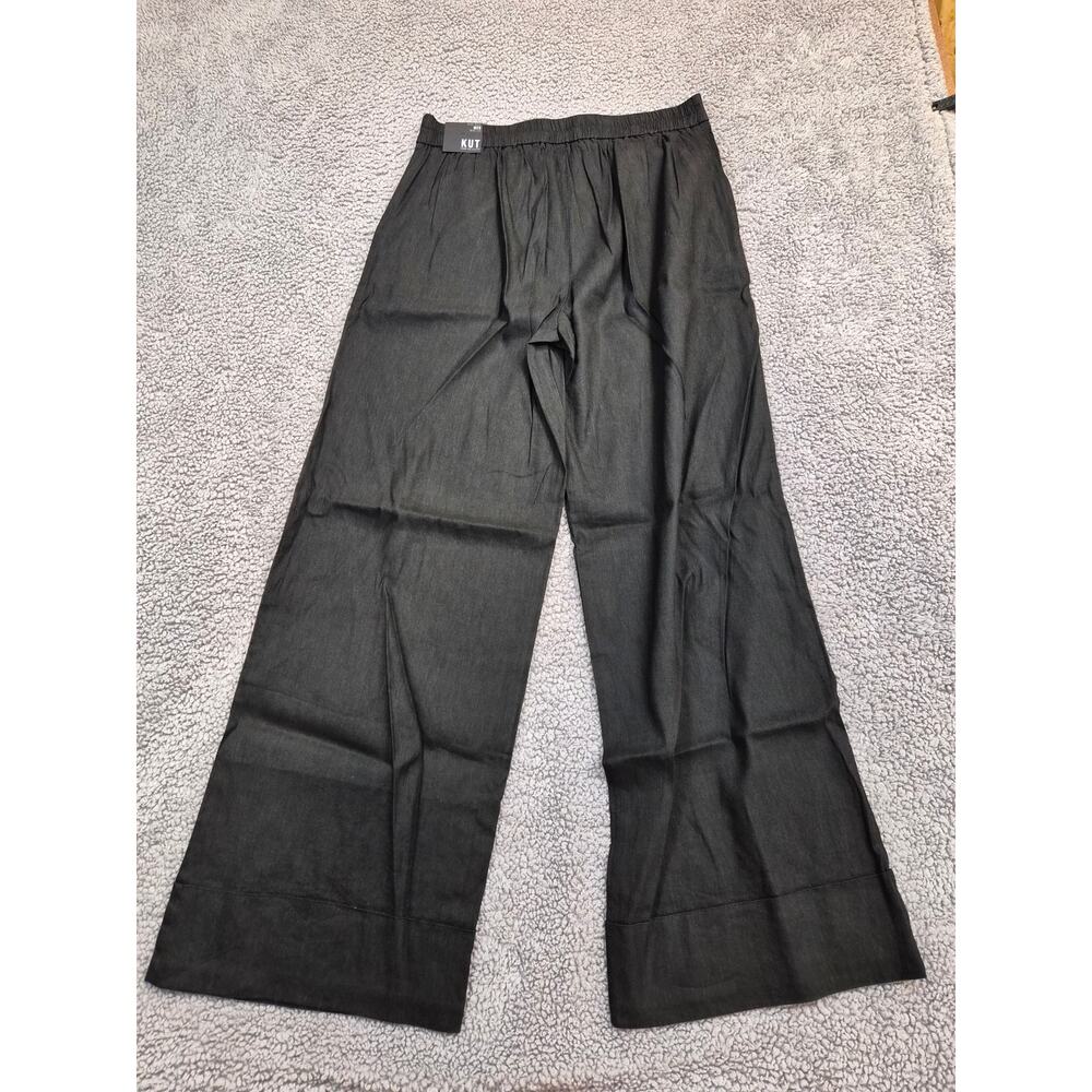 NWT KUT Linen Pants Women's Size M Black Wide Leg High Rise Trouser (1355) - Picture 12 of 13
